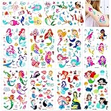 Konsait Mermaid Tattoos for Kids, 188+ Pcs Mermaid Temporary Tattoos Body Stickers for Girls...