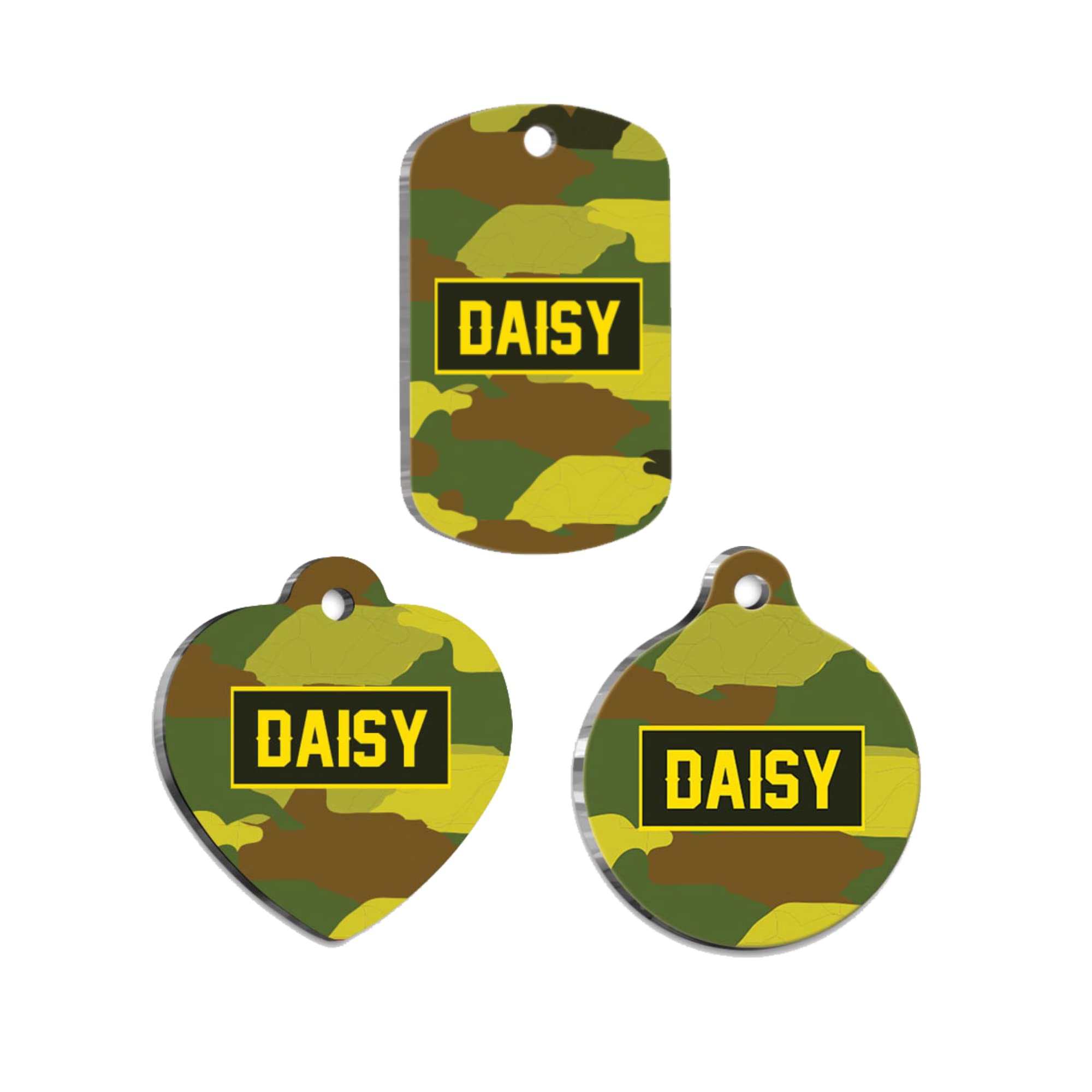 Camouflage Military Army Green Army Personalized Dog Tag - Custom Name Tag - ID Tag for Dog & Cat - Customized Pet Tags - Dog Name Tag - Cat Name Tag - Engraved Dog Tag (Rectangle)