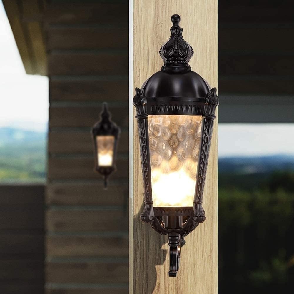 屋外 防雨型照明器具 防水用 壁掛け照明 玄関灯 ヨーロッパのガラスランタンウォールライト レトロ防水ポーチ外壁ランプ 屋外用アルミ