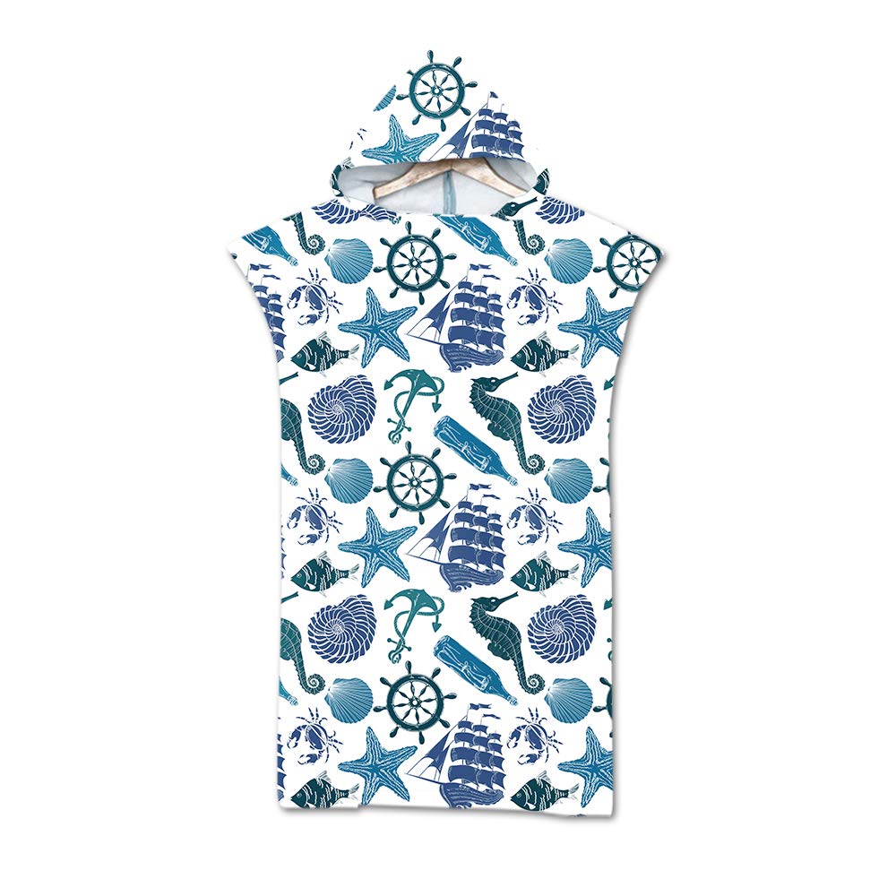 Treer Poncho Asciugamano con Cappuccio, Adulto Spiaggia Robe Cambiarsi Donna Uomo Assorbente Telo da Bagno Asciugatura Rapida Copricostume Accappatoio per Surf Bagno (75x110cm,Purple Psychedelic