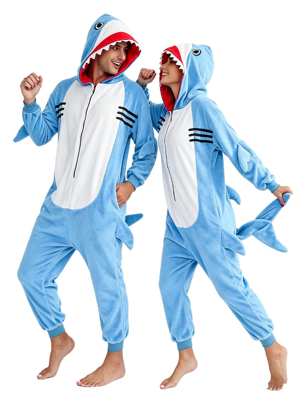 vavalad Adult Shark Onesie Pajamas Unisex Animal Cosplay Costume One Piece for Women and Men-picture-18