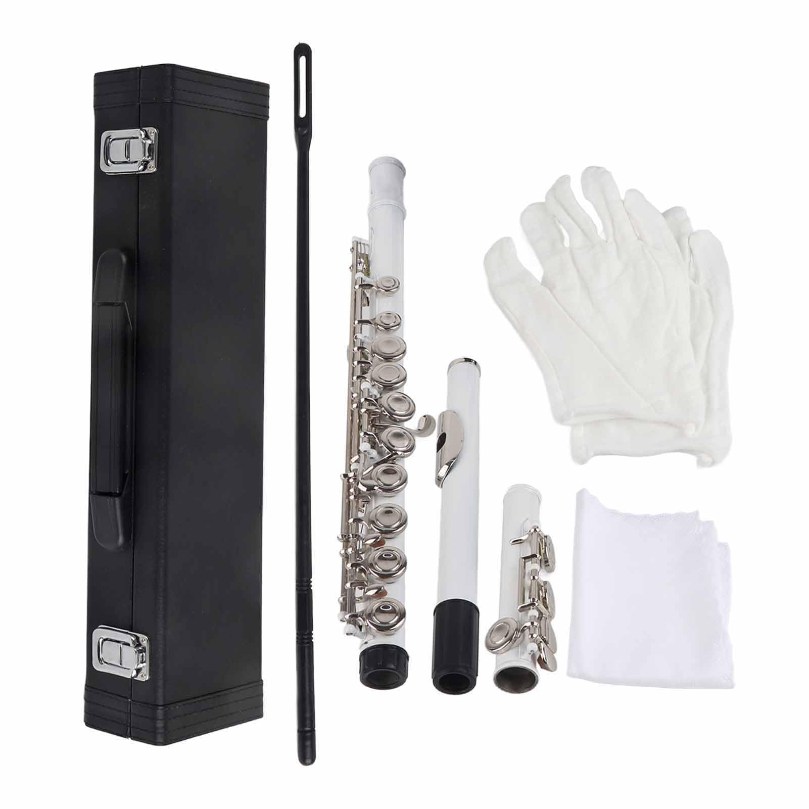Yctze Flauta LADE C Key Flauta de Latón de 16 Orificios de Tela de Almacenamiento para Principiantes Juego de Cuidado de Limpiador de 6 Piezas Instrumentos Musicales/accesorios para (WHITE)