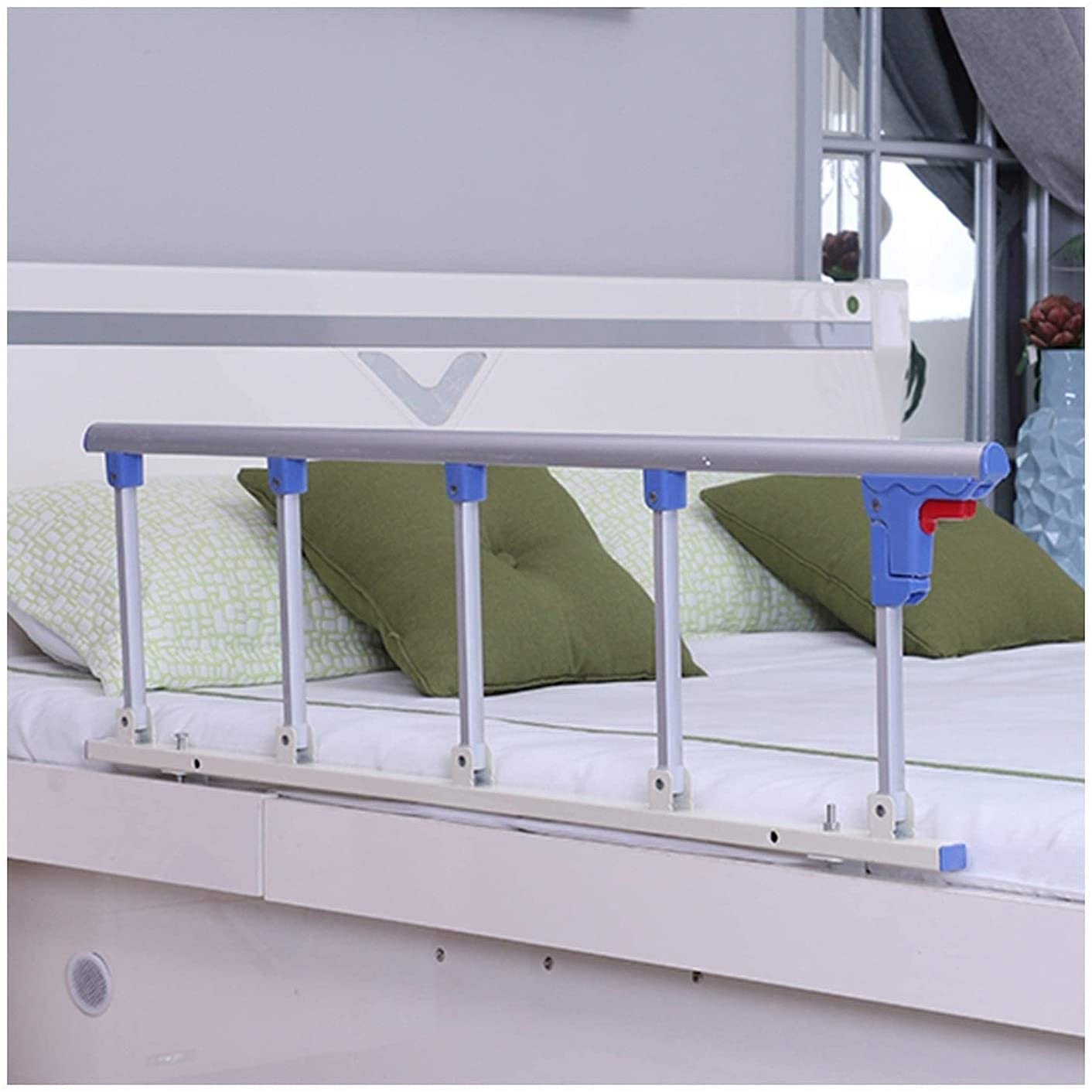 Lato per Anziani Sponde Letto per Anziani Adulti Lega di Alluminio Barra di Sostegno Maniglia per Ringhiera Piega Sponde Laterali Assistenza Domestica Dispositivi di Assistenza alla Sicurezza Corrim