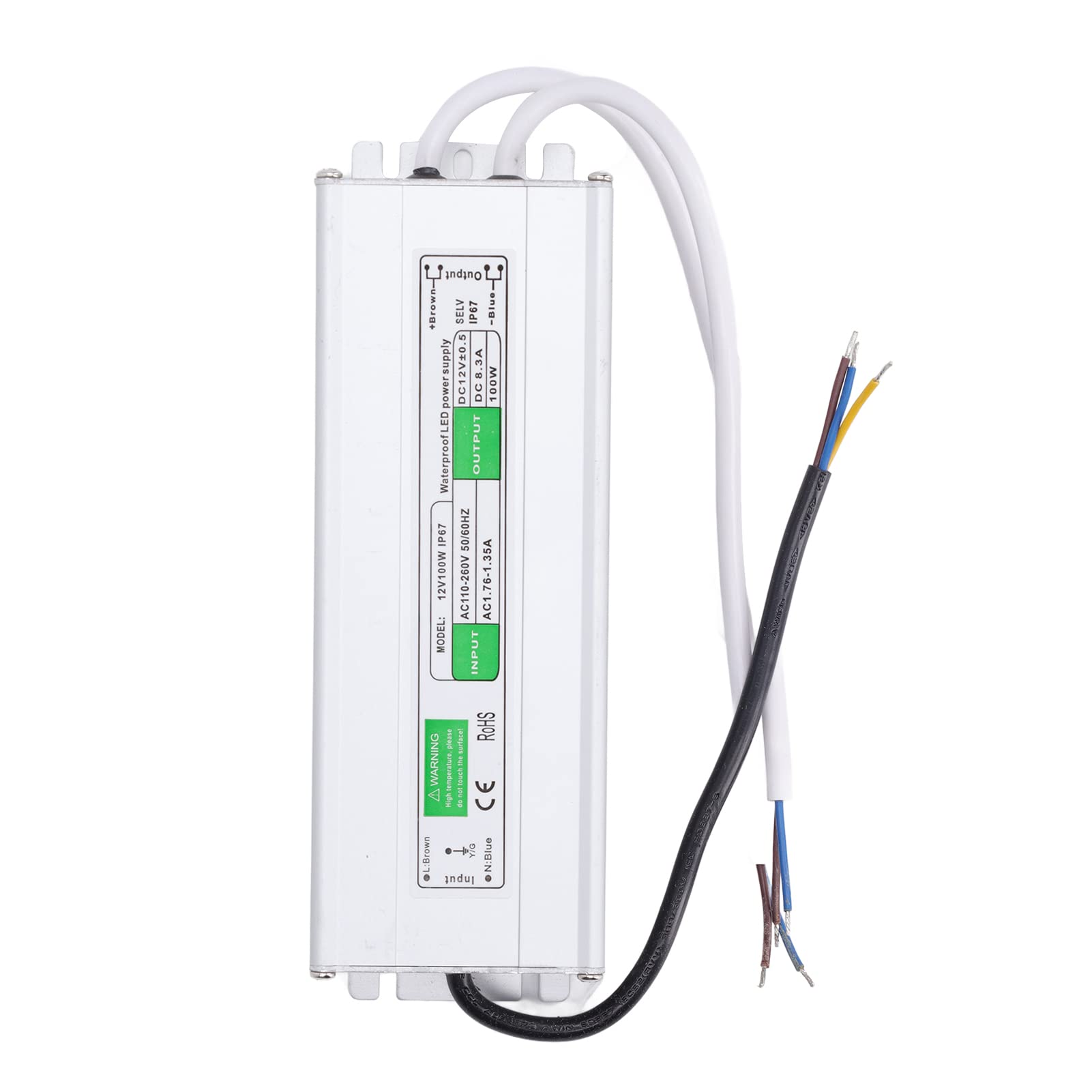 Fuente LED 12V100W IP67, n, Entrada AC 260V a Salida 12V, 100W A con Tiras D de Sobrecarga, es, suelo ing