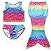 Anbaby Girls 3 Pcs Princess Mermaid Tail Swimwear Swimsuit Bikini Set Rainbow 1 120CM