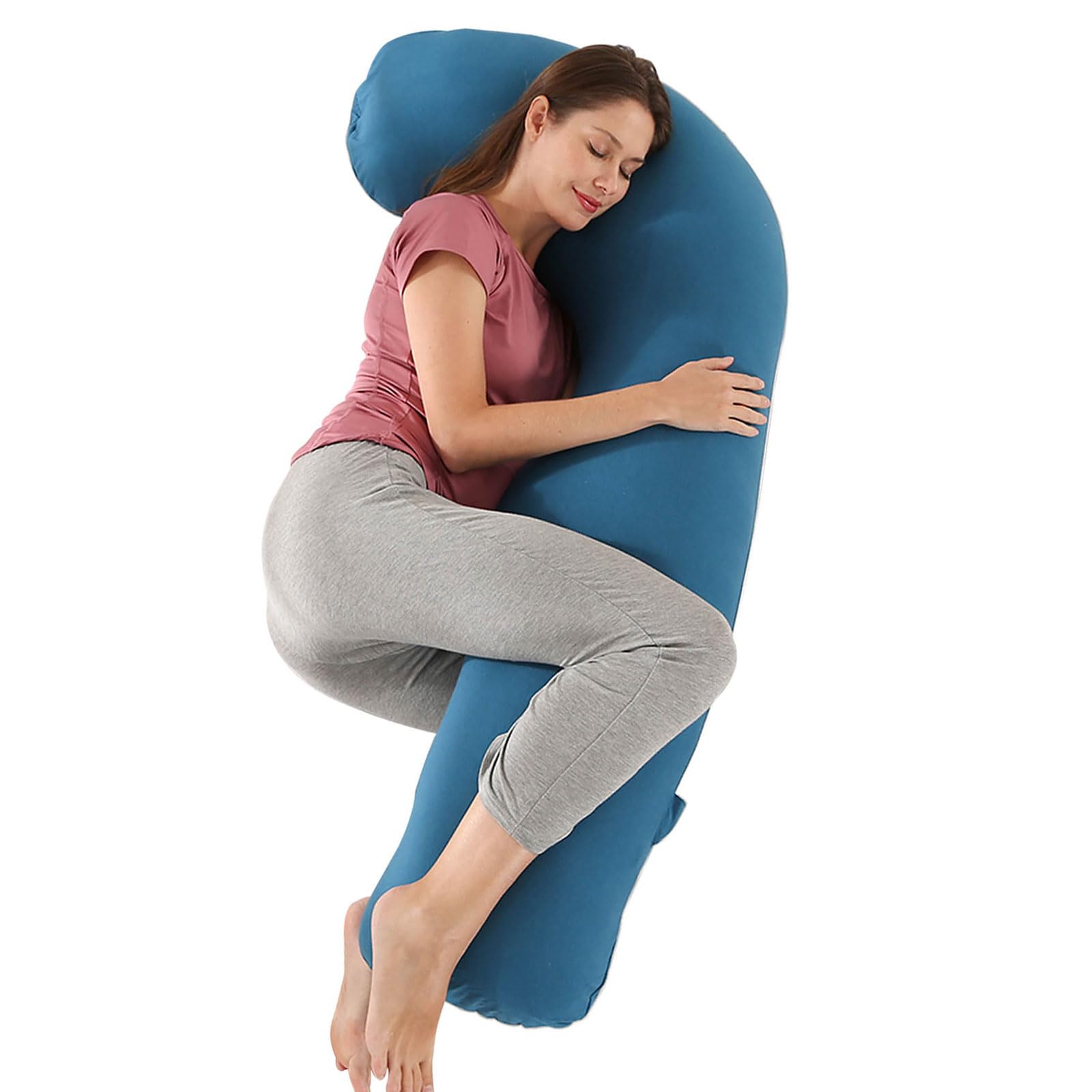 SHANNA Full Body Maternity Pillow, J Shape Pregnancy Pillow, Long Nursing and Support Pillow for Adults with Replaceable and Washable Cover for Sleeping and Feeding
