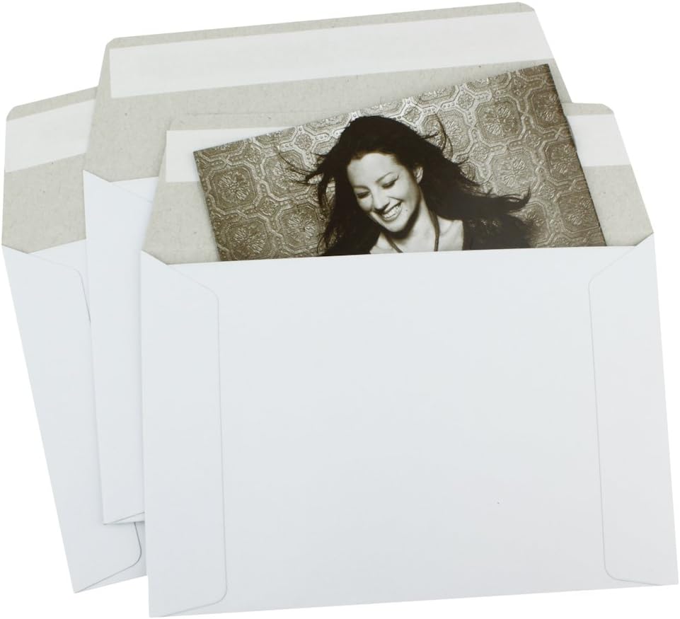 1500 EcoSwift 6.5 x 4.5 Rigid Photo Mailers Stay Flats White Cardboard Self Seal Envelopes