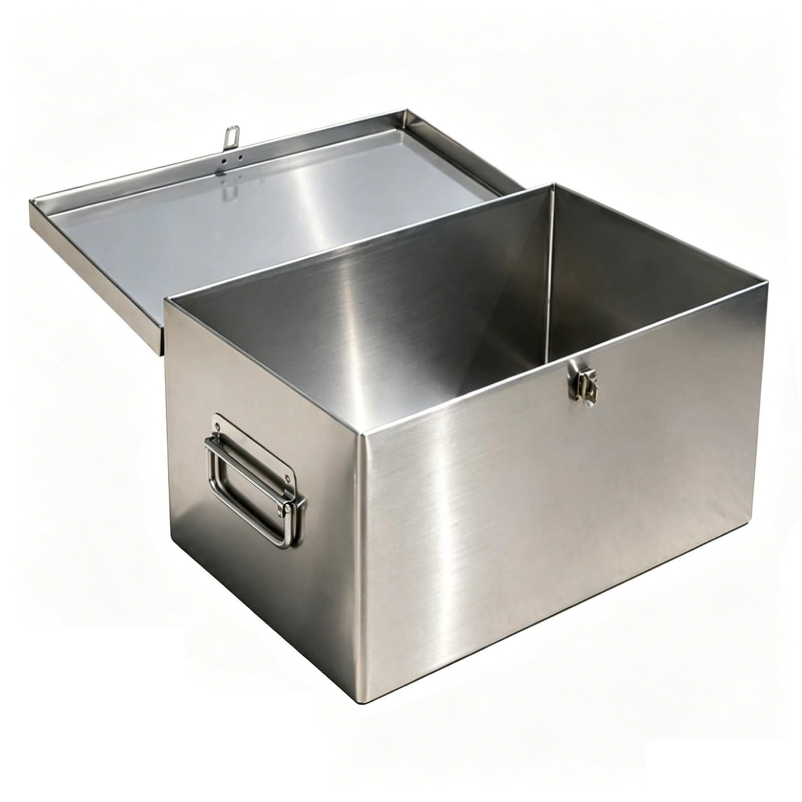 Skrzynka Narzędziowa ze Stali Nierdzewnej z Uchwytami, Przenośny Metalowy Organizer na Narzędzia, Grubość 0,8 mm, Kolor Srebrny, do Domu Warsztatu(50x30x30cm/19.6x11.8x11.8in)