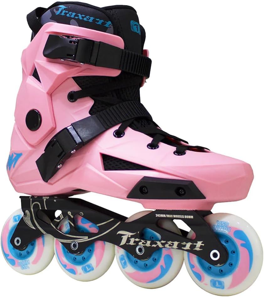 TRAXART Urban Freestyle Inline Skates – Pink Revolt Hardboot, Aluminum Frame, 80mm Wheels, ABEC-9 Bearings for Women