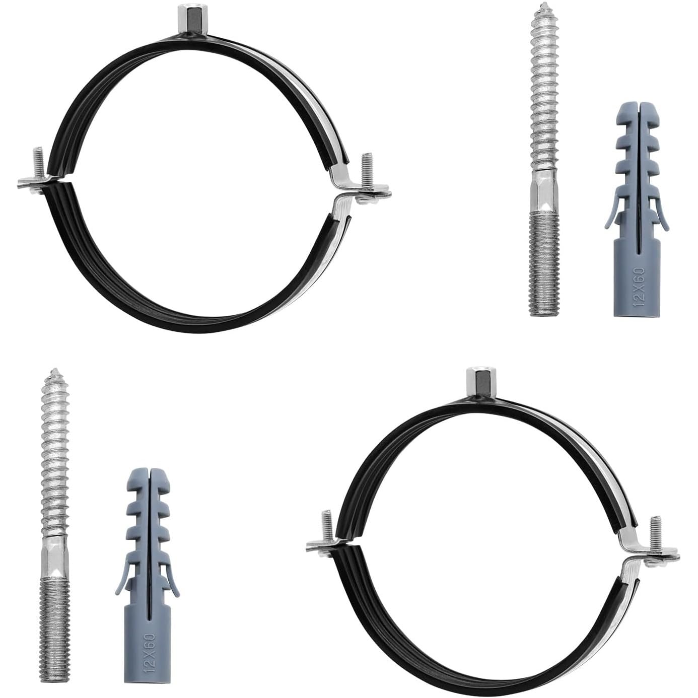 Morsetto for gancio for tubo regolabile in acciaio inossidabile Anello diviso for carichi pesanti, dimensioni multiple, confezione da 2(75-80mm)