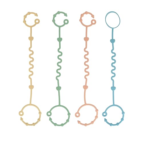 Nuby Juego de cuerdas elásticas de silicona (4 piezas) para chupetes y biberones - 0+ meses