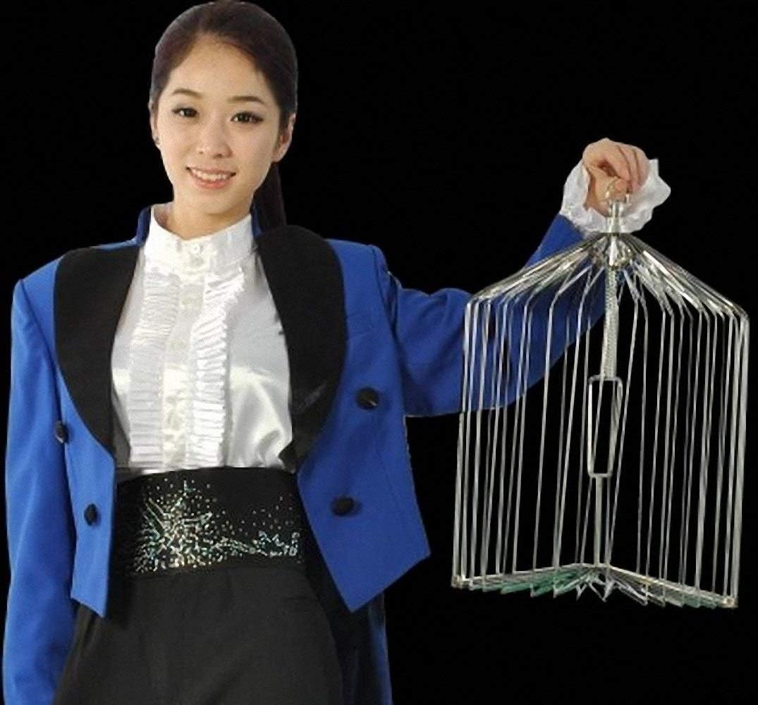 Appearing Bird Cage (2 Colors ,3 Sizes) Magic Tricks , Party Tricks, Amazing Tricks , Magic Kit,Stage Magic (Silver, L)