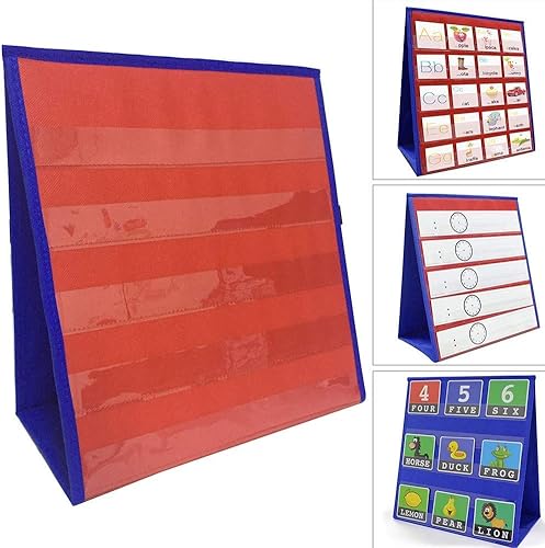 Miniatura 3 de Tabla de bolsillo de escritorio de doble cara para el aula, tabla de bolsillo de doble cara y de pie para jardín de infantes, uso doméstico o aula