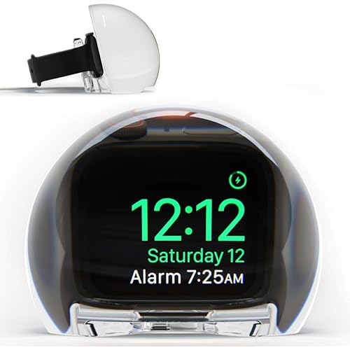 NightWatch Magnifying Clock Dock for Apple Watch - Nightstand Charging Station | Amplify Alarm and Display | Ultimate Bedside Night Mode Stand