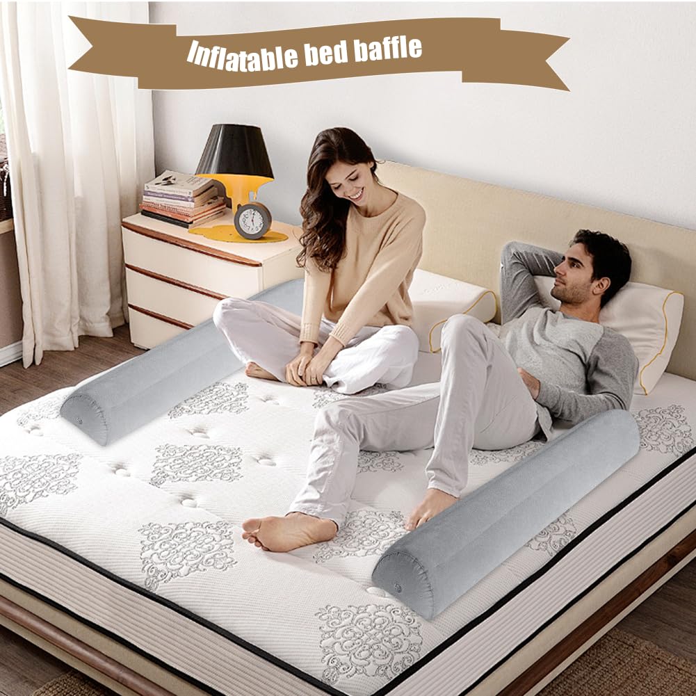 Lot de 2 barrières de lit gonflables - 130 cm - Protection anti-chute - Pour bébé et personnes âgées - Protection des bords de lit