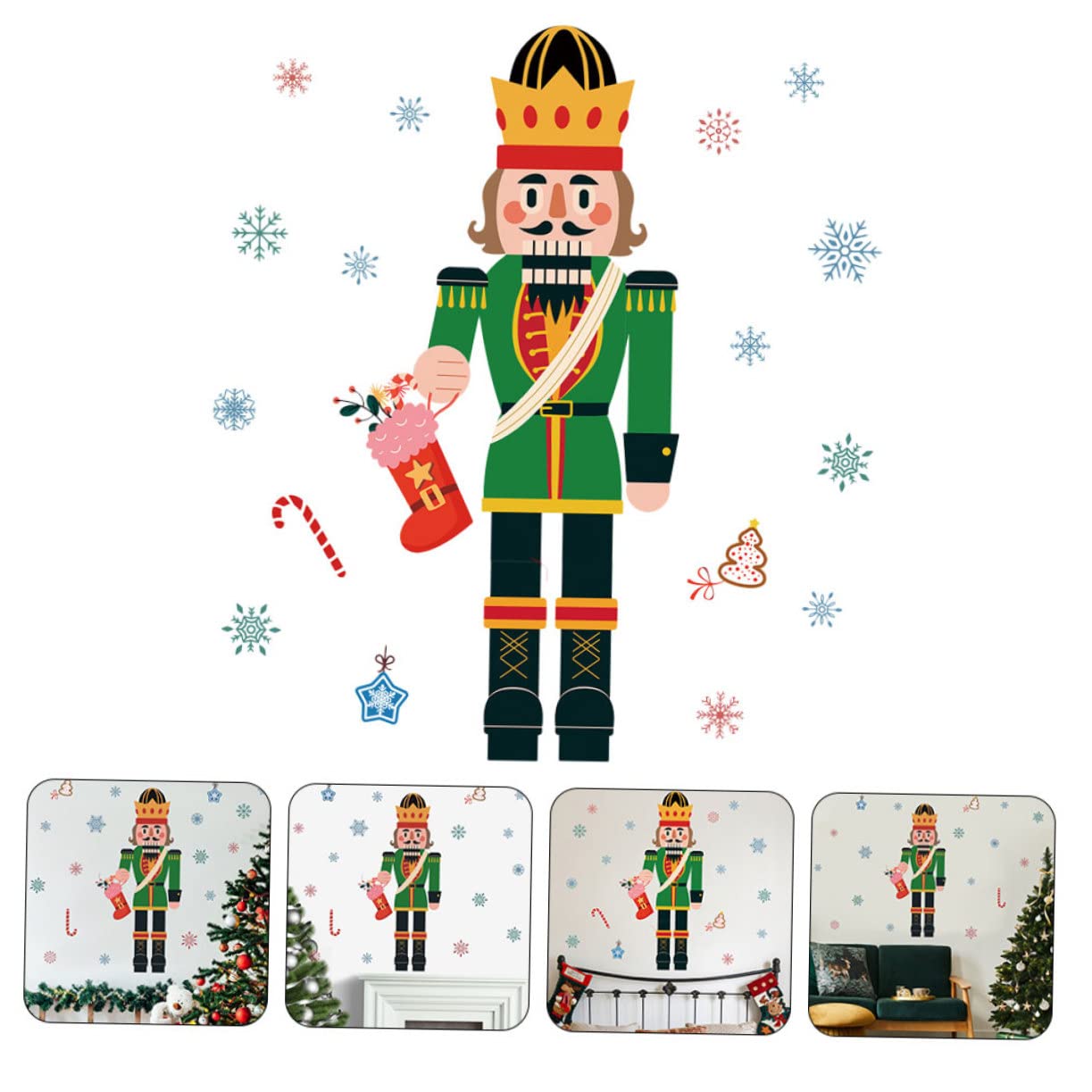 TOPBATHY 5 Feuilles Autocollants De Fenêtre De Noël Décor D'autocollants De Noël Stickers Muraux Joyeux Noel Autocollants De Fête De Décor De Maison Autocollant Mural d'hiver PVC