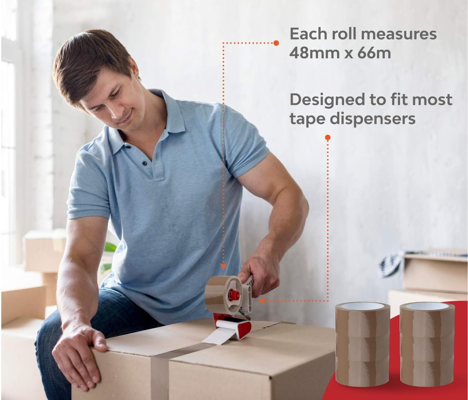 Générique Dpm tapes Packaging Tape - 36 rouleaux de ruban adhésif pour emballage cartons, boîtes, déménagement, entrepôt, travail, scellage garanti - 48 mm x 50 m, marron/Havane (36 rouleaux)