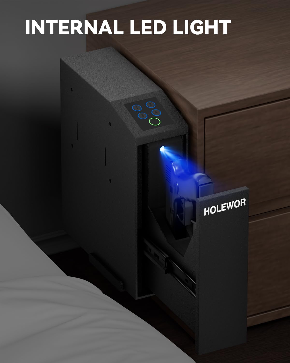 Caja de seguridad biométrica para pistola, huella dactilar, acceso rápido, caja de bloqueo para mesita de noche