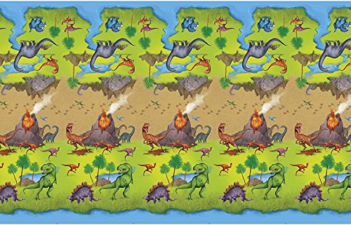Unique Industries Party Setting Dinosaur Plastic Tablecloth | 84" X 54" | 1 Pc, Multi Color #TOP4