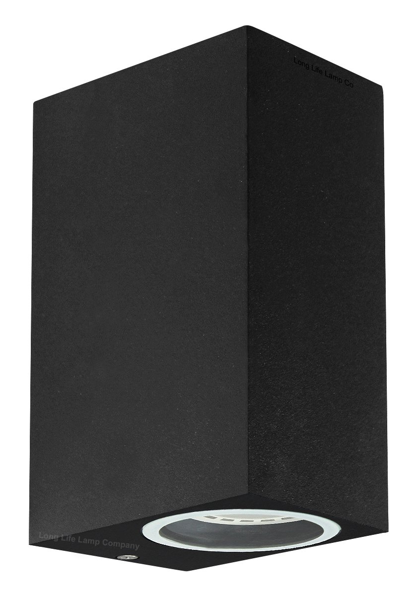 Long Life Lamp Company Modern Rectangular Up Down Matt Black Outdoor Wall Light Fixture GU10 ZLC061B