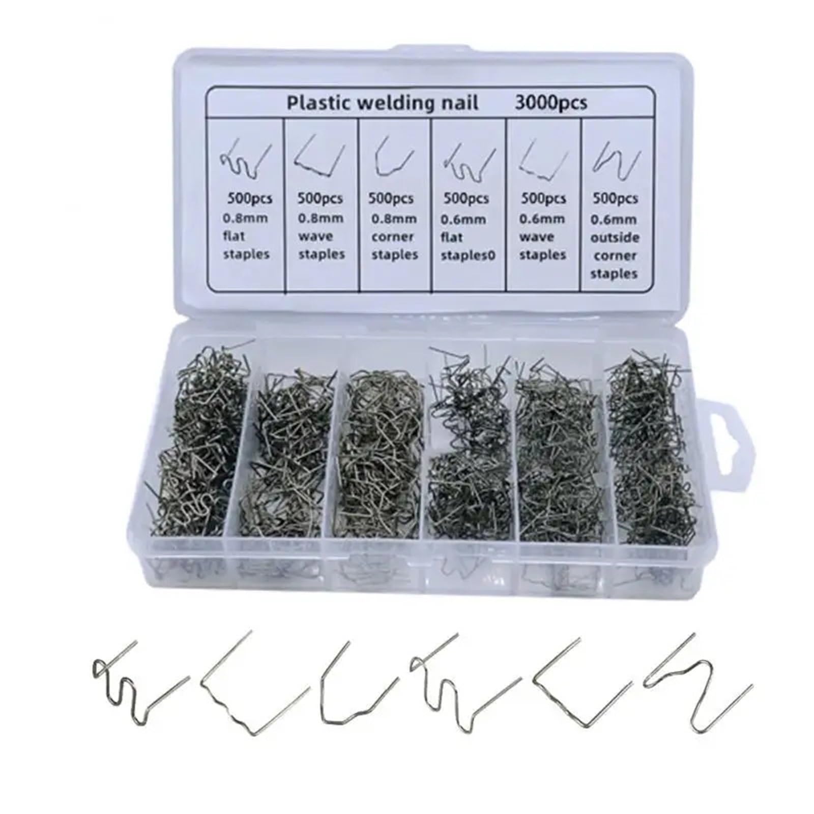 Zgrzewarka do plastiku Do spawarki tworzyw sztucznych Samochodowa maszyna do naprawy Drut spawalniczy Naprawa zderzaka samochodowego Spawarka(3000Pcs In Box)