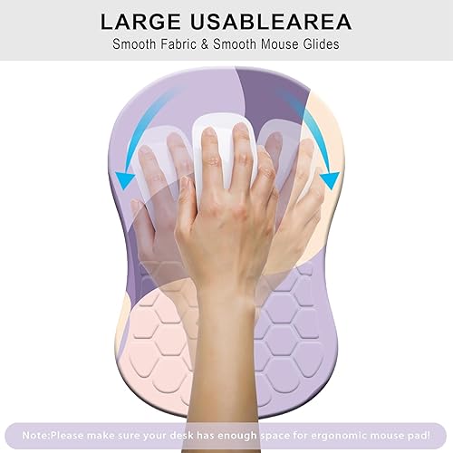 Miniatura 4 de Kakurookie Alfombrilla de mouse ergonómica con soporte para reposamuñecas, diseño de masaje, tapete de mouse para aliviar el dolor del túnel