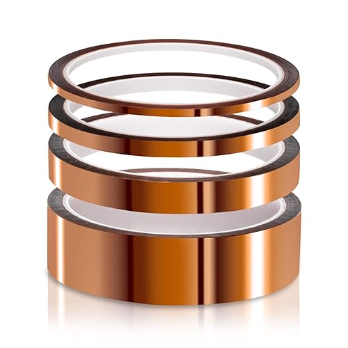 ELEGOO Cinta de Alta Temperatura, Paquete de 4 Cintas de Poliimida Resistentes a Altas Temperaturas Paquete de Valor de Múltiples Tamaños 18'',