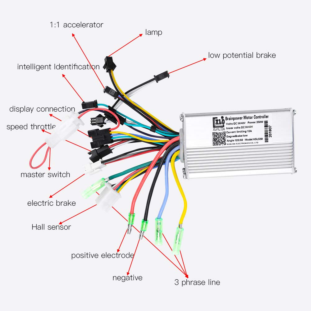 AUTO Zestaw sterowników hulajnogi, wodoodporny sterownik silnika bezszczotkowy rower elektryczny 24V-48V z panelem wyświetlacza LCD(36V/48V 350W) ba9s 4w motocykl miernik led kontroler 350 w 36 v