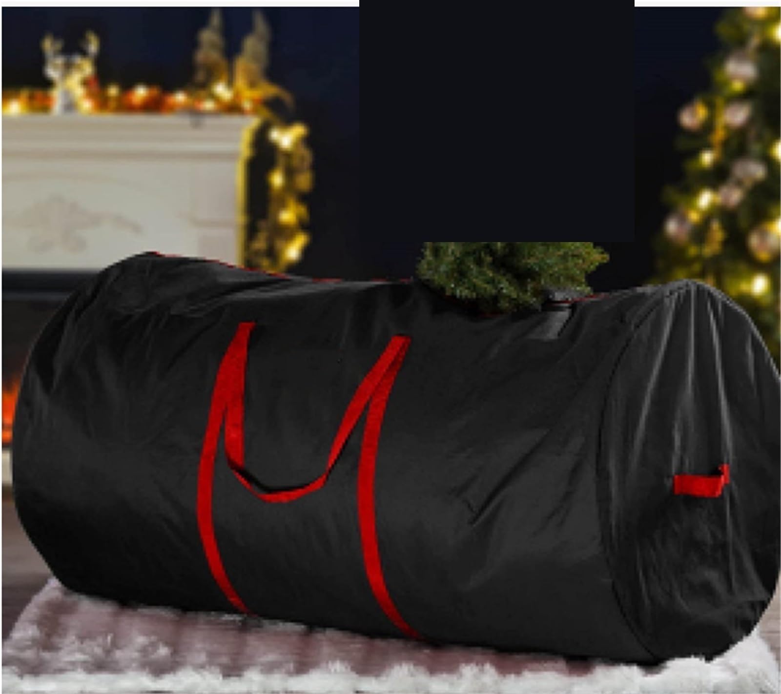 Tasche Weihnachtsbaum-Aufbewahrungstasche Aus Oxford-Stoff Mit Doppeltem Reißverschluss Weihnachtsbaum(Black)