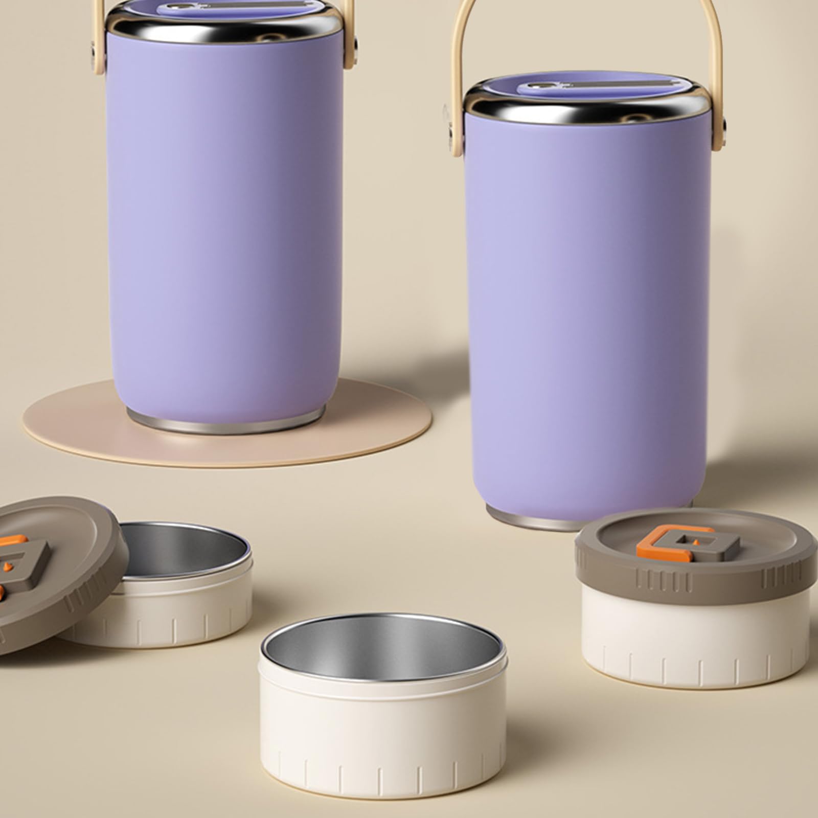 Vacuums - Barattolo per alimenti in acciaio inox isolato, contenitore Bentos a prova di perdite, con scomparto impilabile, per studenti, scatola Bentos in acciaio inox con contenitore