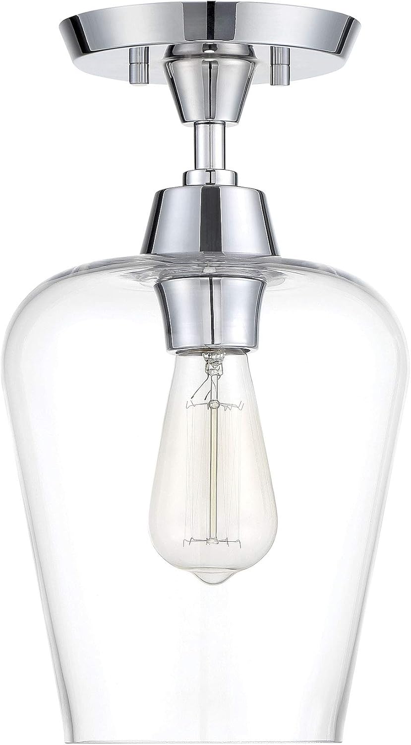 Savoy House 6-4037-1-SN Octave 1-Light Semi-Flush in a Satin Nickel Finish (8" W x 14" H) - - 