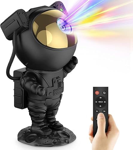 Vista 7 de AceGamer Proyector de galaxia astronauta con temporizador y control remoto, lámpara LED de nebulosa estrellada, regalo para niños y adultos