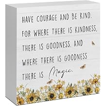 Have Courage And Be Kind Wood Box Sign,Inspirational Wooden Block Sign,Motivational Desk Decor for Home Nursery Office Shelf Wall Decor