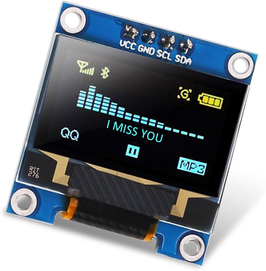 Dorhea 0.96 inch OLED i2c Display Module IIC Serial LCD Screen 0.96" LED Module Display Yellow Blue 12864 OLED /3.3V-5V 128 X 64 Compatible with Nano Display Raspberry Pi 51 Msp420 Stim32 SCR