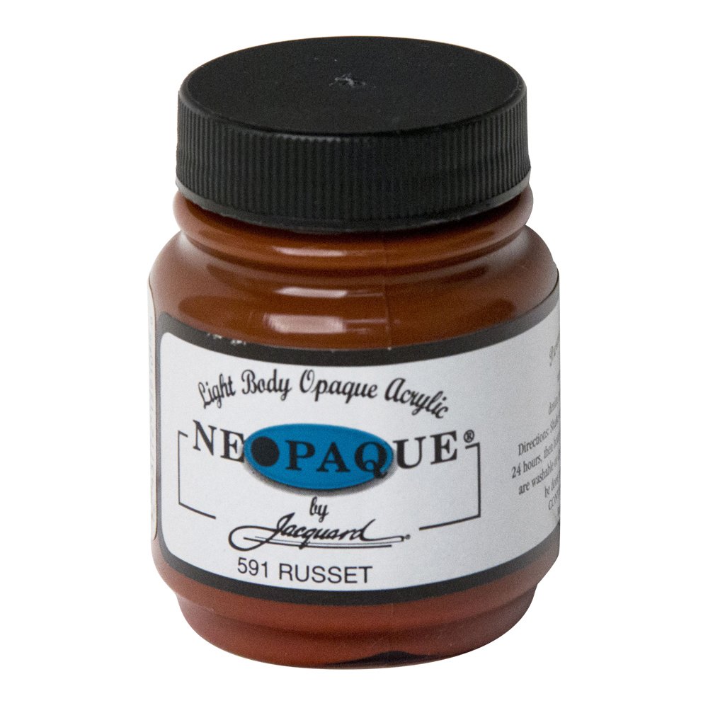 Jacquard Neopaque Russet Acrylic Paint Covering Fabric, Leather, Wood and Canvas, Opaque Water Based Artist Colour for Mixed Media Crafts, Non Toxic Formula, 2.25 oz Bottle