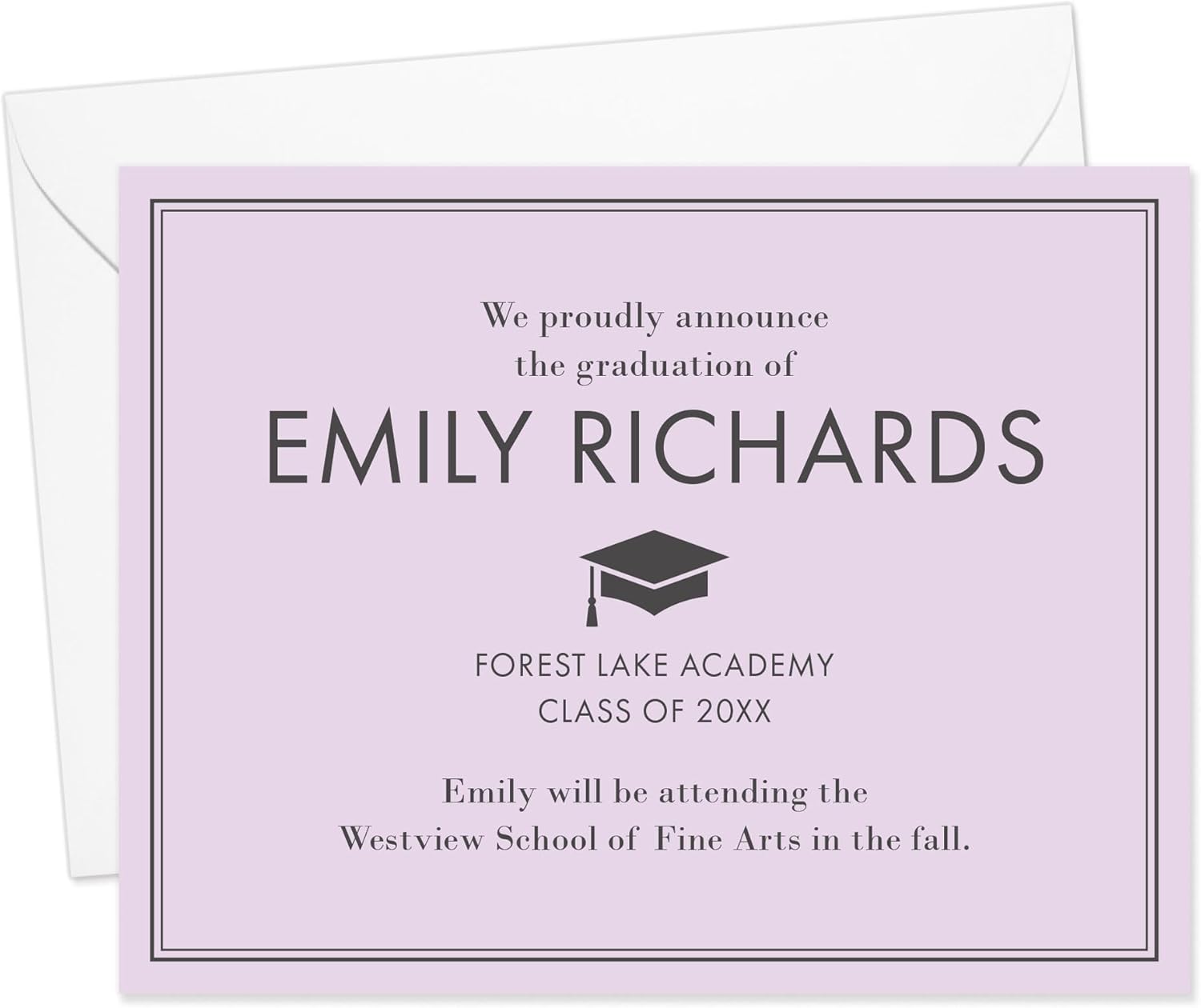 Modern Personalized High School or College Graduation Announcements, 5.5x4.25 Grad Announcements with Premium Envelopes (Cream)