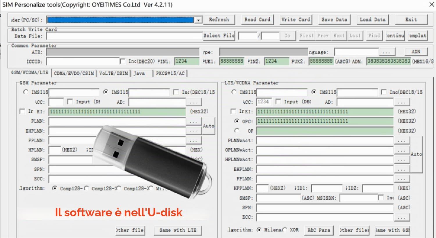 LTE Schede Programma Kit Strumenti di Schede SIM Lettore di Schede SIM Writer Programmatore+5PCS Schede 4G LTE USIM Programmabili+5G Strumenti Software