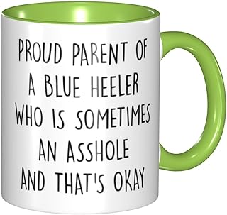 LINKEQICHE Blue Heeler Mug Great Dog Mom Or Dad Coffee Cup Coffee Mug Father'S Day Internal And Handle Green 11Oz Mug