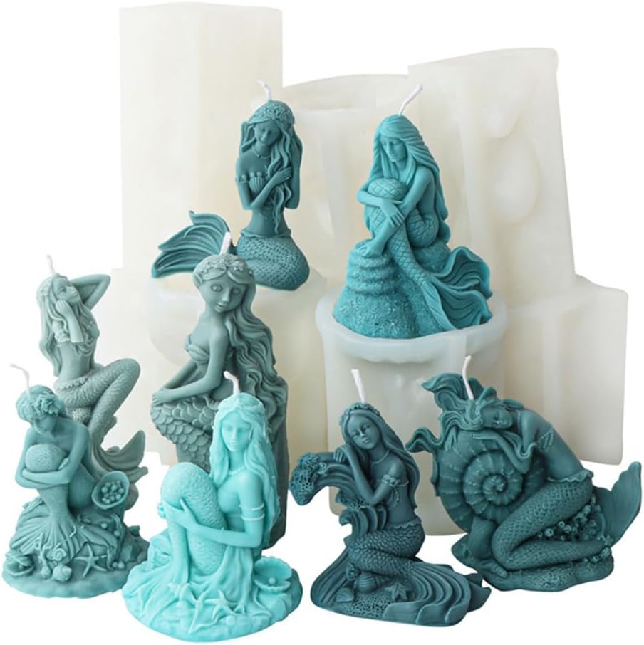 DIY Silicone Mold Mermaid Candle Mould for DIY Crafting Resin Plaster Making Too