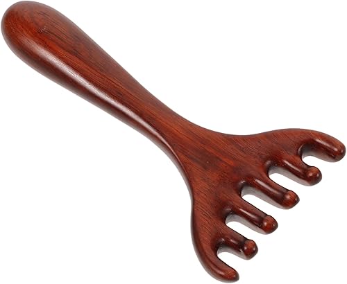 Peine masajeador de madera, 6 garras Meridian Massage Comb masajeador de pies con mango largo para cabeza, espalda, piernas y pies, circulación