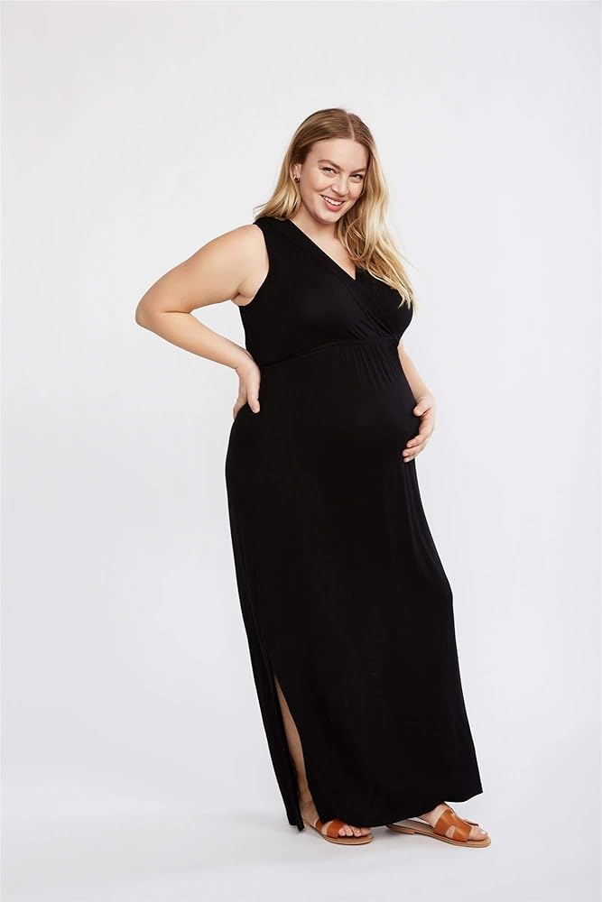 green emerald velvet dress Motherhood Maternity Women's Maternity Sleeveless Surplice Maxi Dress with  Empire Waist Tie, Black, Extra Small at Amazon Women's Clothing store