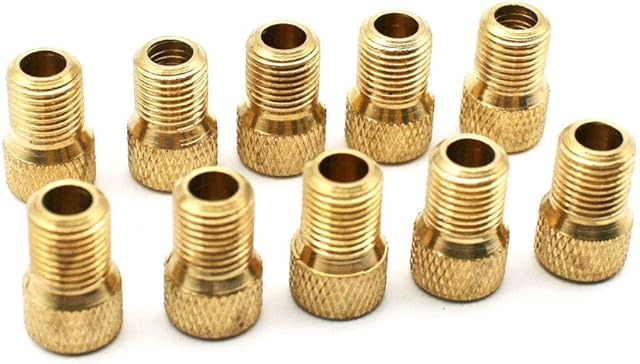 HUYU 10 PCS Presta to Schrader Brass Bike Bicycle Valve Adaptor with Seal Ring Adapter Converter