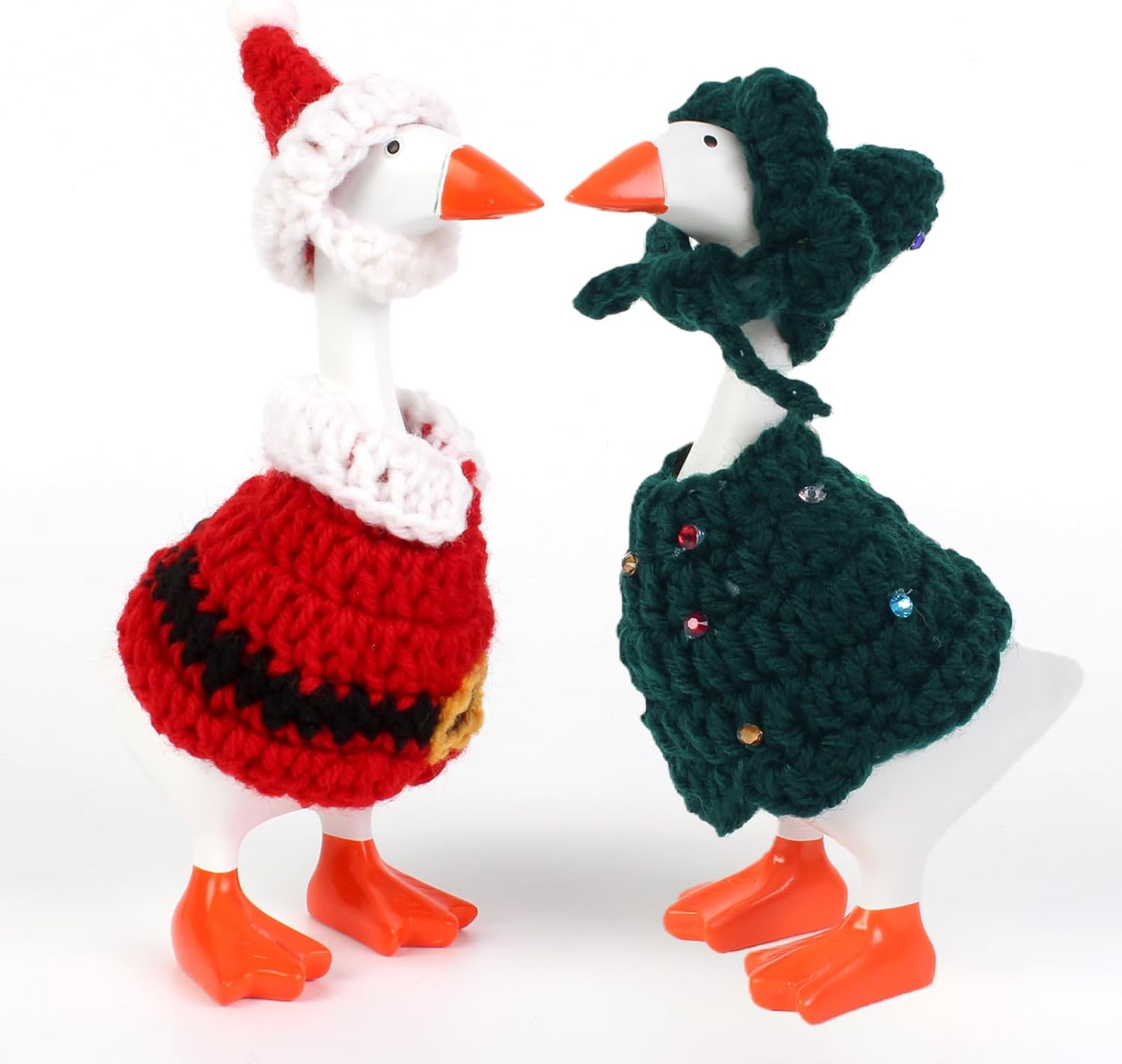 8-Piece Knitted Outfit Set for Desk Goose - 7 Inch Holiday Sweaters & Hats for Desktop Goose Decor