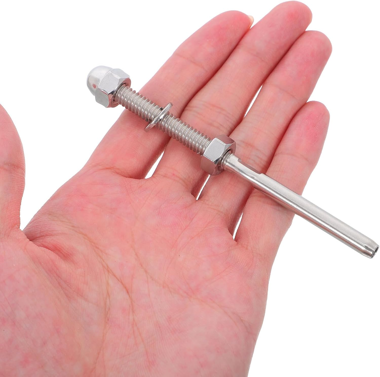 8pcs Stainless Steel Cable Threaded End Fittings Wire Connector Cable Railing Hardware Tensioner for Deck Stair Wood Metal Posts