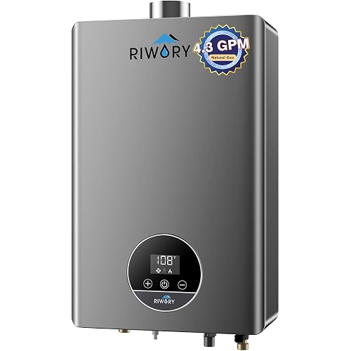 102000 BTU Natural Gas Tankless Water Heater, Max 4.3 GPM Intelligent Constant Indoor Instant Gas On Demand Hot Water Heater Tankless with Freeze Protection, 3/4" NPT, for 3-4 Water Points