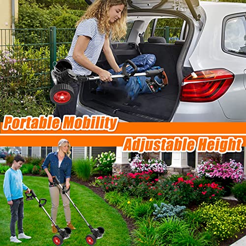 Cordless Weed Wacker, Electric Weed Eater Battery Powered 21V 2Ah, Lightweight Grass Trimmer/Lawn Edger/Mower/Brush Cutter, Push Wheeled No String Trimmer(5 Types Blades, Weeder Tool, Garden Yard Bag) #TOP6