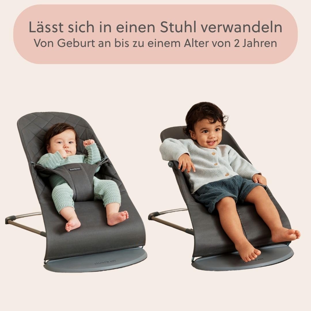 BabyBjörn Babywippe Bliss, Gewebt, Klassische Steppung, Anthrazitgrau