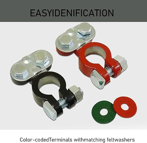 Miniatura 4 de 2 conectores de terminal de automóvil para 0.6 a 0.7 pulgadas de diámetro interior, juego de abrazaderas de terminales de botellas de metal,