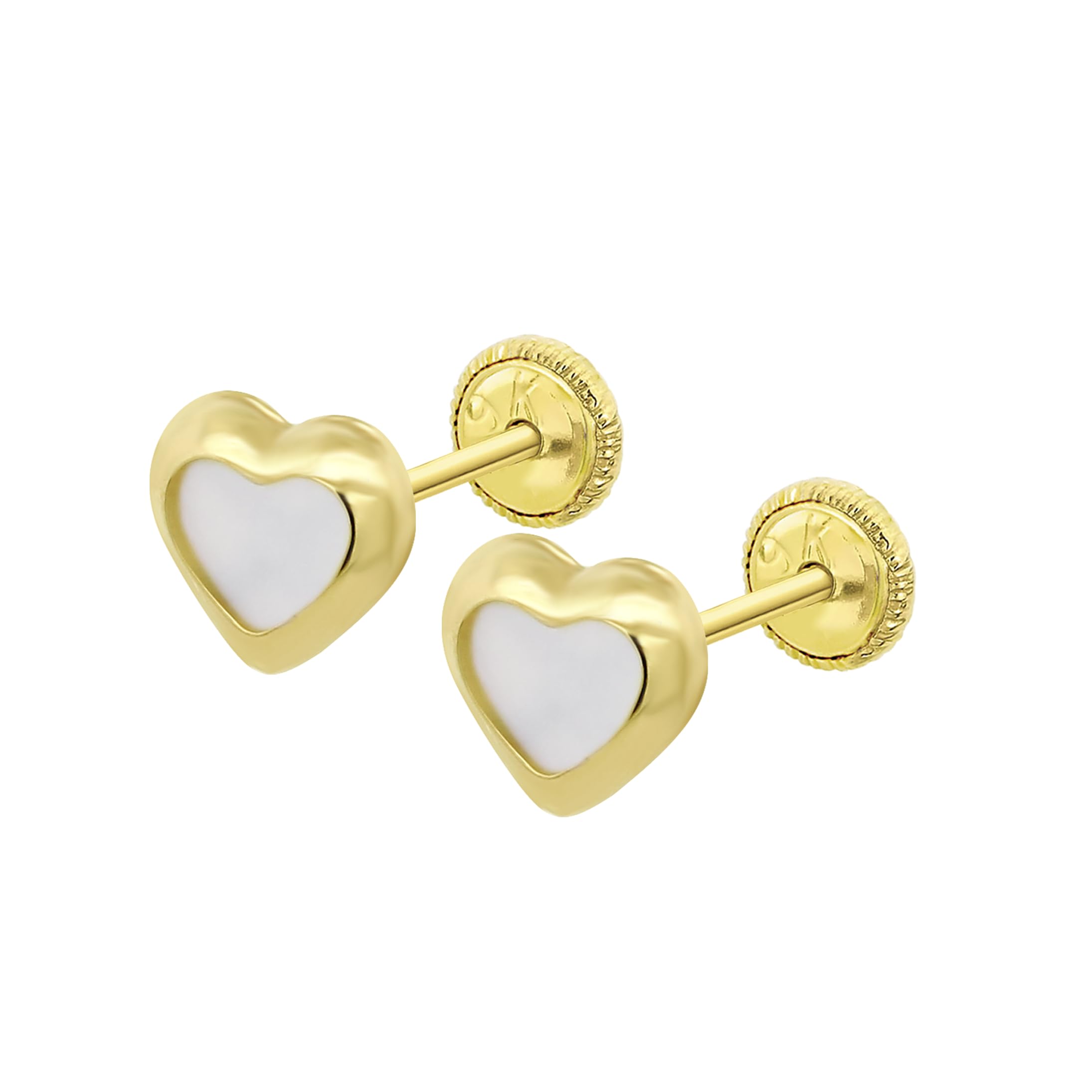 TIME ROAD Orecchini Neonato Bambina in Oro 9K HIN00331/6 | Orecchini a Cuore 6 mm, Bambini 3, 6, 12 a 24 mesi, Ideale come Regalo per la Nascita, Battesimo o Compleanno
