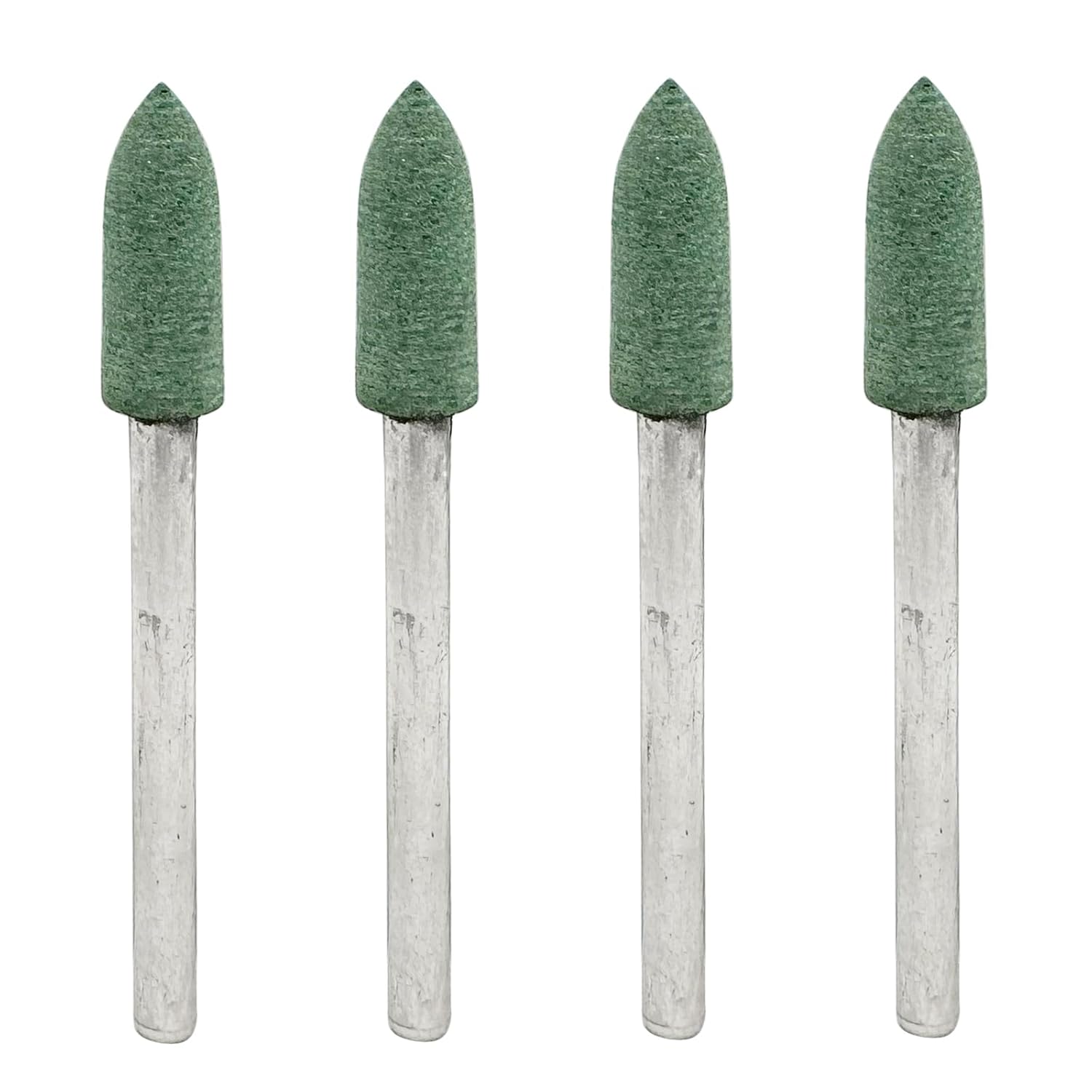 20Pcs Rubber Polishing Burrs Bit,5mm Bullet Head Polishing Burr Bits with 3mm(1/8Inch) Shank,Rubber Grinding Bit for Rotary Tools(Green)